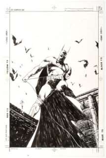 Scott Hampton and George Pratt - Batman Specialty Illustration (undated). A night scene spotlighting the Dark -