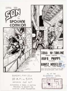 Spokane Comicon Poster Illustration Original Art signed by Todd McFarlane (c. 1989).... | Heritage