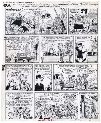 Franquin - Lot 337 - Spirou, planche n°17 (A et B) à l‘encre de…