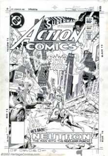 Ross Andru and Mike DeCarlo - Original Cover Art for Action Comics #543 (DC, 1983). The super-evil villain Neutron - | Heritage