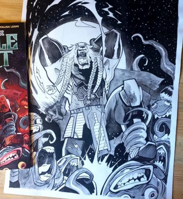 Miki Montlló - Original Ink BATTLEBEAST Cover Art (Published).