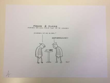 Jean-Marc Van Tol | original drawing  - Fokke & Sukke durven er hun hand niet op te leggen | Catawiki