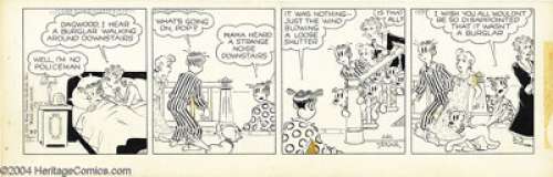 Chic Young - Blondie Comic Strip Daily Original Art, 3-7-56 (King Features Syndicate, 1956). Dagwood plays the - | Heritage