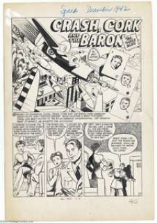 Art Gates - Speed Comics #24 Complete 6-page Crash Cork and The Baron Story (Harvey, 1942). Those daring young men -