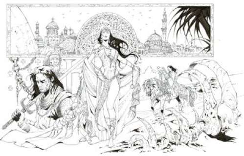 Philippe Xavier | Croisade, dessin original Ã  l’encre de chine réalisé pour un poster. Dimensions : 50 cm x 33 cm. | Septimus