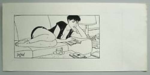 Juillard, André | original drawing for an ex-libris  - Das blaue Tagebuch (Le Cahier bleu)  - (1996) | Catawiki