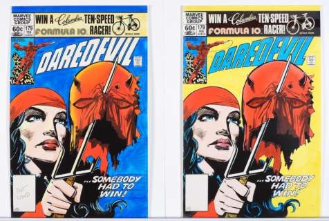 2PC Marvel Comics Daredevil #179 Cover Guides | Bruneau & Co. Auctioneers