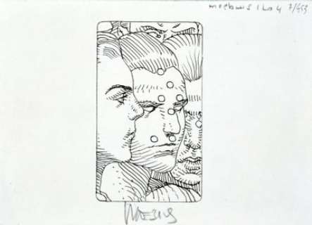 Moebius, Jean Giraud... | Visages. Illustration à l’Encre de Chine. Signée au... | Coutau Bégarie