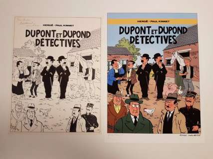 Rodier, Yves - Planche originale - Dupond et Dupont détectives + reproduction planche couleur signée - EO (1996) | Catawiki