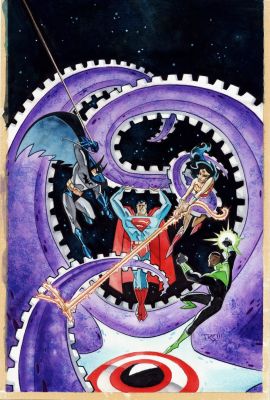 John K. Snyder Iii - Oversteet Price Guide Companion #8 Cover (Batman, Superman, Wonder Woman & Green Lantern Battle Starro!) 2004