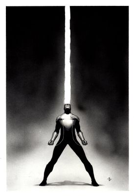 Adi Granov - X-Men Origins: Cyclops #1 Mixed Media Cover (Awesome Cyclops Image Blasting Upward Thru the Logo!) 2009