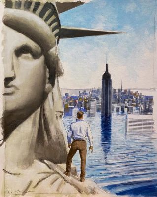 Aldo Di Gennaro | illustrazione ispirata a New York 2140 di Kim Stanley Robinson | Krazy Art Gallery