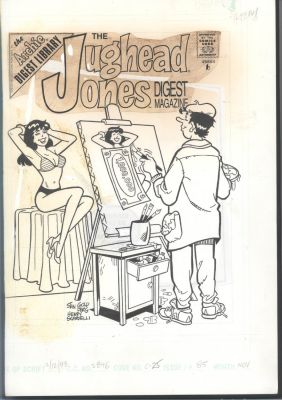 Stan Goldberg | Goldberg Cover - Jughead Paints Sexy Veronica Looking Like $1,000,000 Bucks Issue Jughead Jones Digest # 85 Page Cover | Koch Comic Art