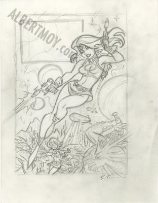 Bruce Timm | Space Girl Pencil Rough | Albert Moy