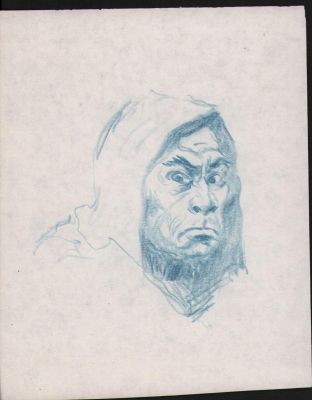 Roy Krenkel | Mad Hooded Monk Blue Pencil Sketch | Anthony’s Comic Book Art