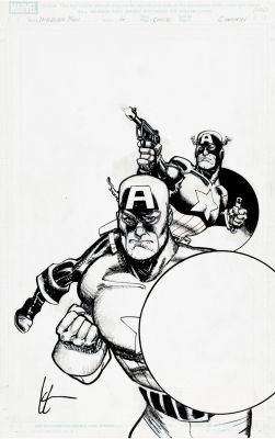 Howard Chaykin | Invaders Now #4 Cover (Steve Rogers & Bucky Barnes Caps!) 2010 | Romitaman