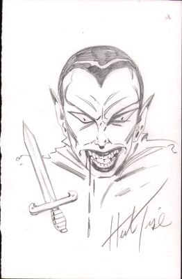 Herb Trimpe | Devilish Imp/Vampire with Knife Pencil Art - Signed | Anthony’s Comic Book Art