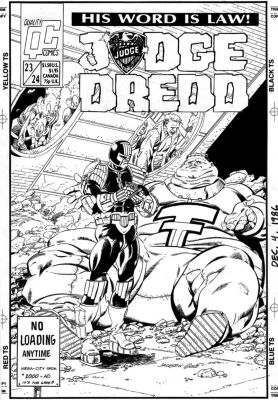 Guice, Butch - Judge Dredd #23 24 Cover - Dredd Tickets Loading Zone Heavy 1988 | Cool Lines Art