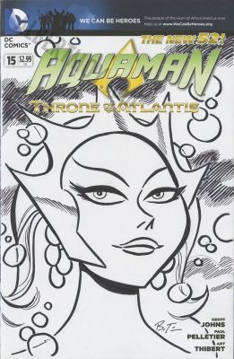 Bruce Timm | Blank Cover Sketch Issue 22 Page Mera | Albert Moy
