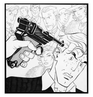 Berthet | Le Privé d’Hollywood, illustration Ã  l’encre de … | Banque Dessinée