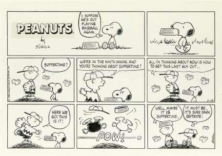 (CARTOON) CHARLES SCHULZ. "I suppose he’s out playing baseball again . . ." | Swann Galleries
