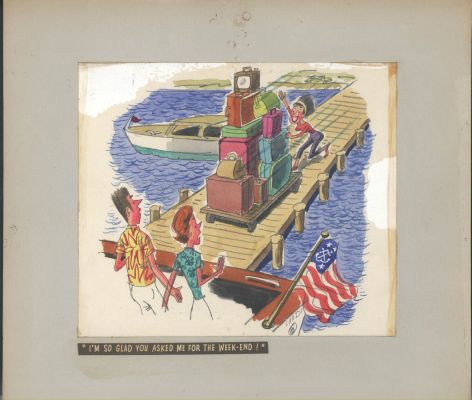 Phil Interlandi | Nice Color Phil Interlandi Gag - Boat Passenger Is Long on Luggage And Short on Brains | Koch Comic Art