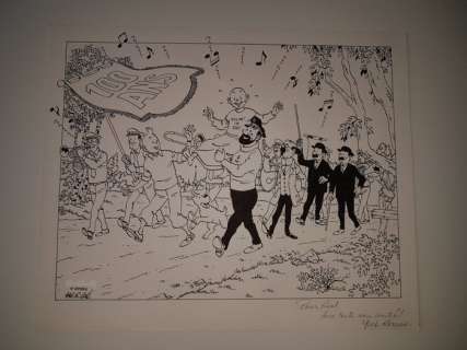 Rodier, Yves - Planche originale - Tintin et 100 ans The Yellow kid - (1996) | Catawiki