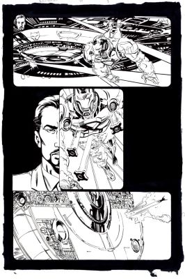 Sal Velluto, Steve Geiger | Black Panther #44 P 8 (Great Iron Man Action Page!) 2002 | Romitaman