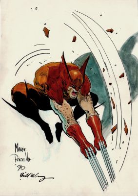 Bill Wray, Mark Pacella | Wolverine Full Body Hand-Colored Pinup (1990) | Romitaman
