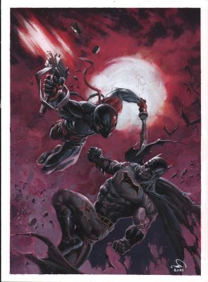 Humam Kutub | Batman Vs Deathstroke Painted Art - Signed - 2021 | Anthony’s Comic Book Art