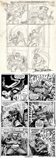 John Romita Sr. | Amazing Spider-Man #115 Story P 11 Prelim & Full Size Art Print Also (Spider-Man Busts Through Wall Grabbing Hammerhead By the Chest!) 1972 | Romitaman