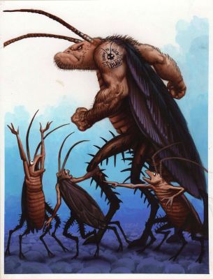 Den Beauvais | Eats, Cockroach King - Guardians Published Collectible Fantasy Card Painting (1990S) | Romitaman