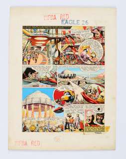 Dan Dare original artwork (1956) drawn and painted by Frank Hampson for The Eagle Volume 7 No 26. | Comic Book Auctions ltd