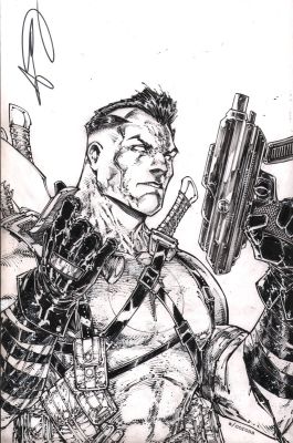Adelso Corona | Bloodshot Detailed B&W Commission - Signed | Anthony’s Comic Book Art