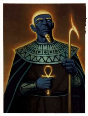 Den Beauvais | Imhotep, Visier of Djoser - Guardians Published Collectible Fantasy Card Painting (1990S) | Romitaman