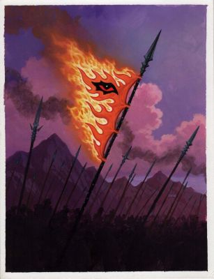 Den Beauvais | Standard of the Elements - Guardians Published Collectible Fantasy Card Painting (Very Similar To Superman #75 Cover! 1990S) | Romitaman