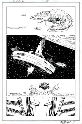 Bernard Chang, Bob Layton | Iron Man: the End P 6 (Bob Layton Inks! Iron Man Flies Across the Ocean!) 2009 | Romitaman