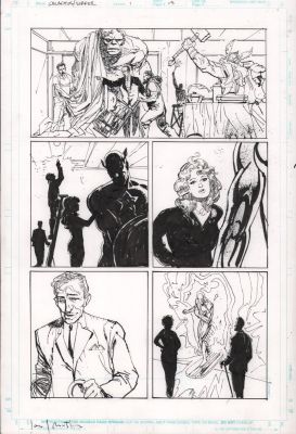 Bill Sienkiewicz, John J Muth | Galactus the Devourer #1 P.13 - Silver Surfer Appears in Alicia Masters’ Studio - Signed - 1999 | Anthony’s Comic Book Art