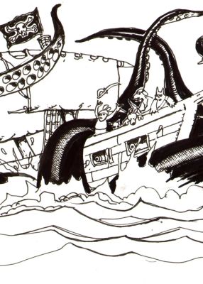 Simon Bisley – Salty Dogs Card art – Ink – Kraken | Berserker Art