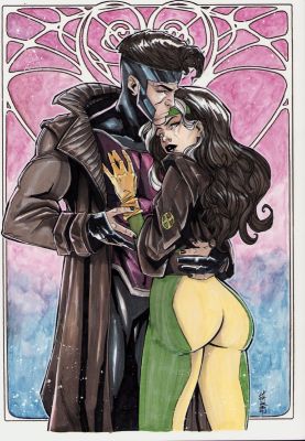 Giuseppe Cafaro | Rogue & Gambit Painted Art Commission - Signed | Anthony’s Comic Book Art