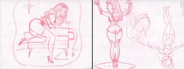 Shane Glines | Double Sided Pinup Babes Pencil Sketches - Signed | Anthony’s Comic Book Art