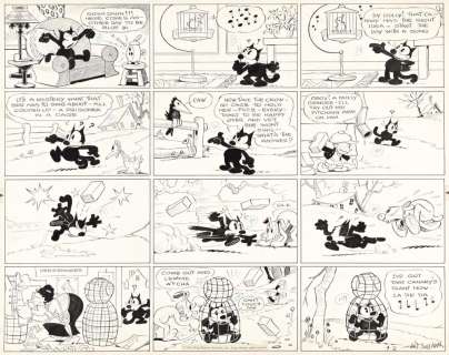 [OTTO MESSMER (1892-1983)] (PAT SULLIVAN) "Gosh darn - here comes another day to be blue in." "Felix the Cat" Sunday comic. | Swann Galleries