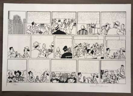Tintin - Lithographie "Planche inédite d’Objectif Lune" - numérotée + signé Hergé - (1979) | Catawiki