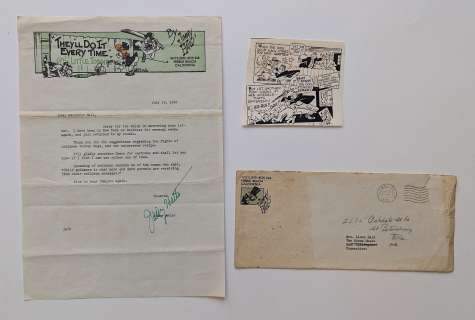 JIMMY HATLO Original Signed Letter & Ink Comic Strip, 1962 | misc / divers