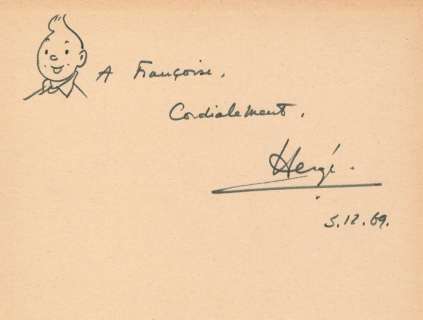 Tintin. Dessin original dédicacé Temple | BDEnchères