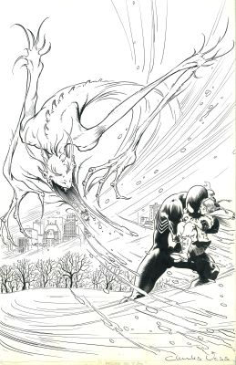 Lot 28 - Charles Vess – The Amazing Spider-Man #277 “Cry of the Wendigo” Black Costume Cover Original Art, 1986 | Oberon Auctions