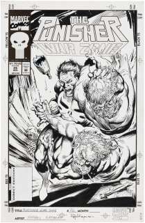 "PUNISHER: WAR ZONE" #26 COMIC BOOK COVER ORIGINAL ART BY RAFAEL KAYANAN.