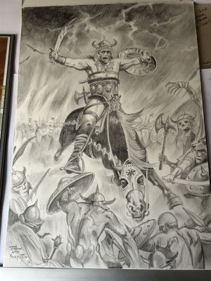 David Hitchcock | Frank Frazetta Berserker Homage David Hitchcock | ComicArtFans Classifieds