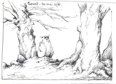 Dulieu, Jean (Oort, Jan van) - Originele tekening - Oehoeboeroe in het bos (1976) | Catawiki