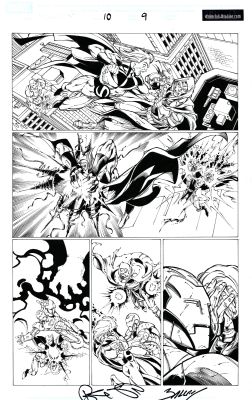 Mark Bagley, Danny Miki | Mark Bagley - Mighty Avengers #10 P 9 (Sentry Vs Doctor Doom) | ComicArtFans Classifieds